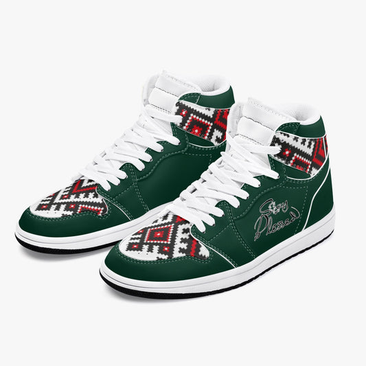 Stay Blessed Dark Green High-Top Sneakers